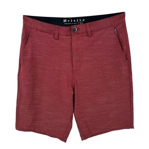 VISIVE Shorts Slub Flat Front Bermuda Casual Performance Red